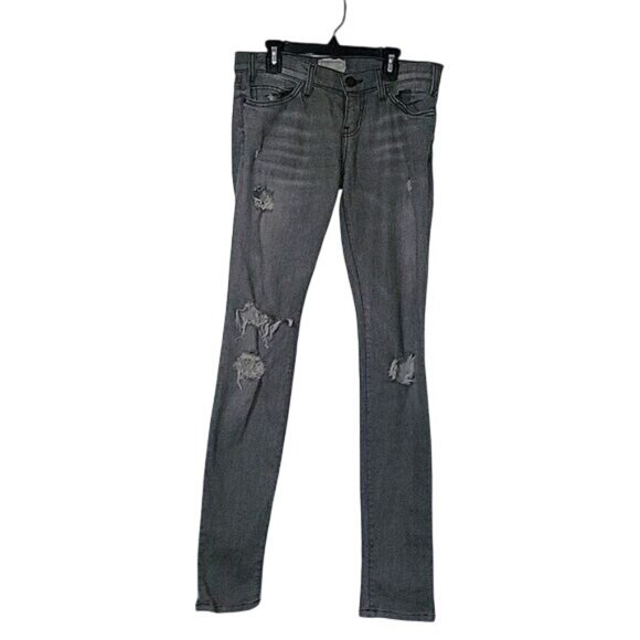 Current/Elliott Gray Distressed Skinny Jeans Womens Size 26 Cotton Blend - Picture 1 of 7